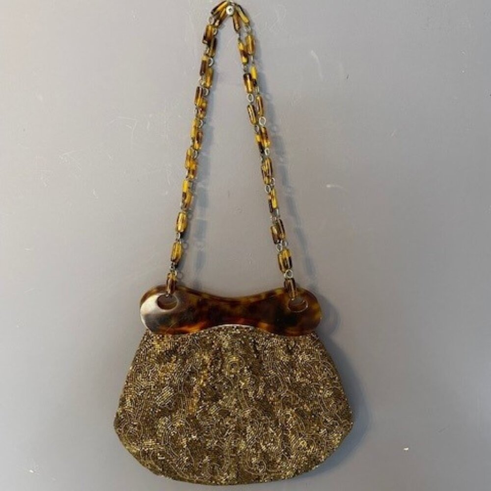 Walborg Beaded Handbag with Tortoise Strap